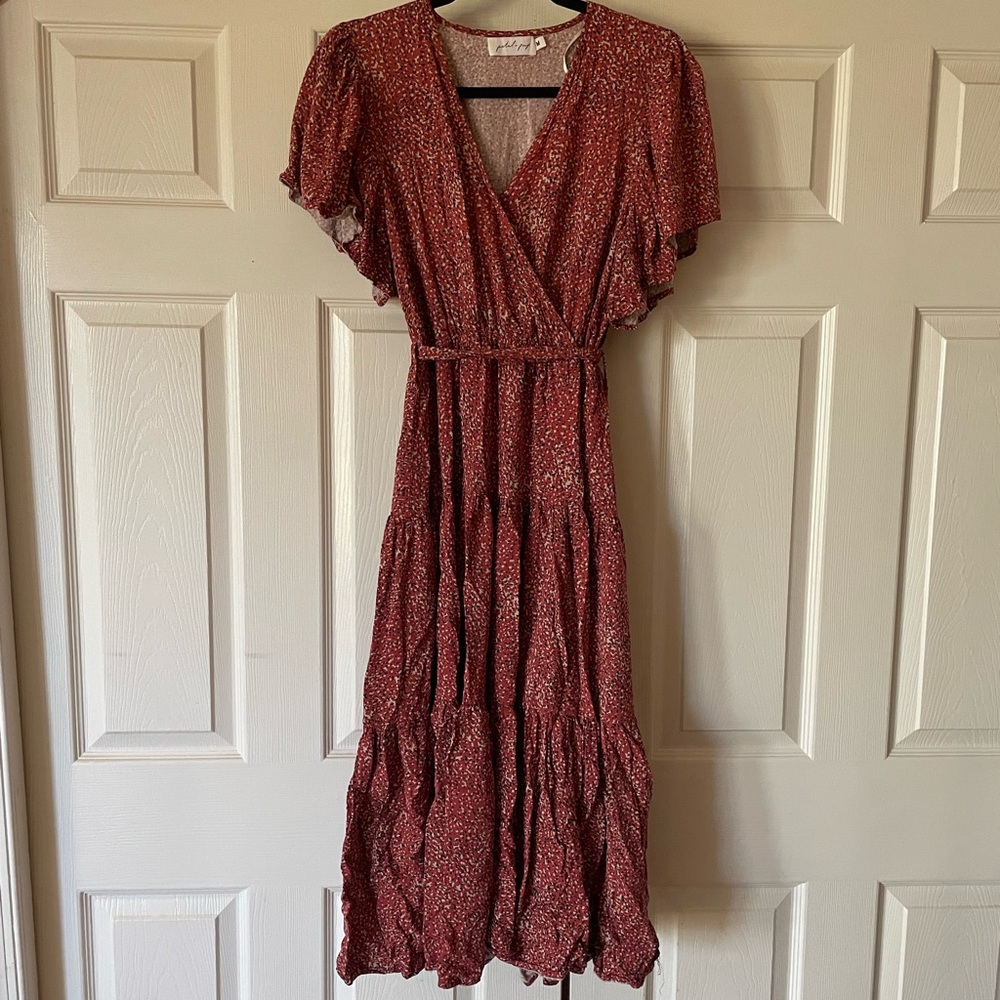 Petal & Pup Barker dress, red dot pattern, size M